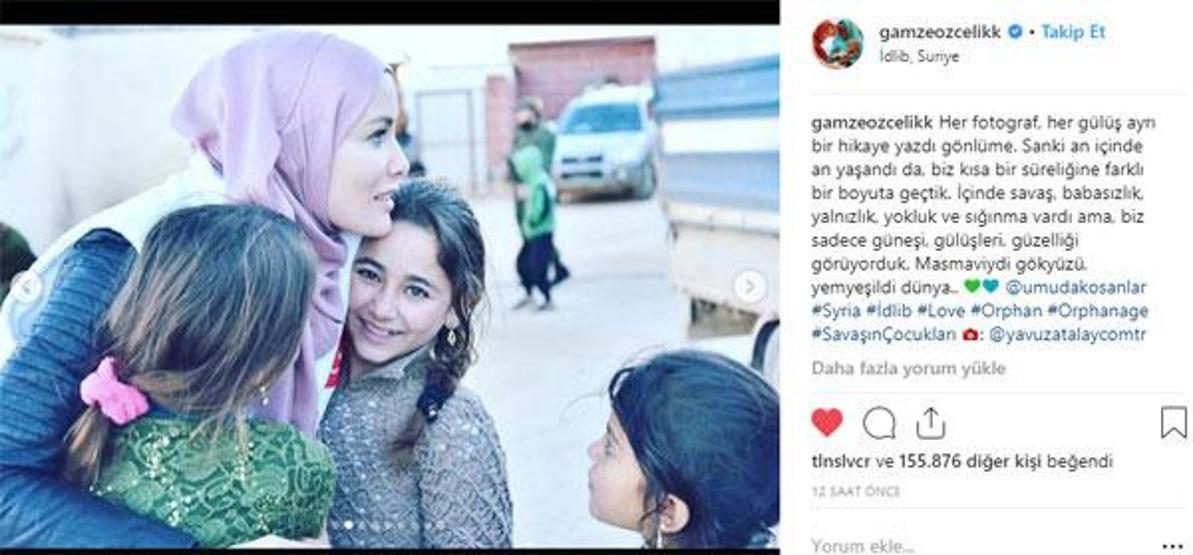 Tesettüre giren Gamze Özçelik, İdlibe gitti