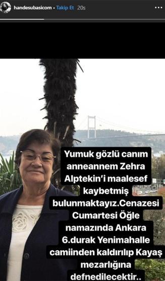 Hande Subaşı acı haberi paylaştı