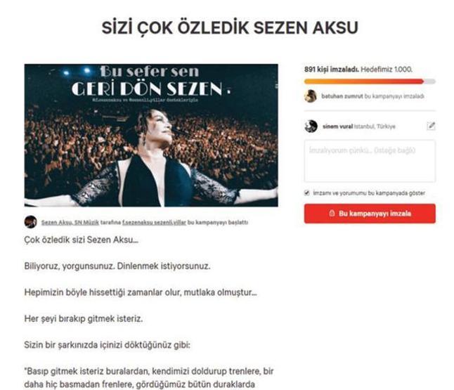 Hayranlarından Sezen Aksuya geri dön çağrısı