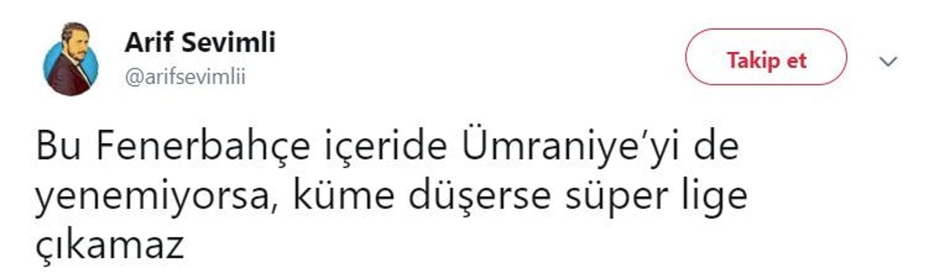 Fenerbahçe küme düşse çıkamaz