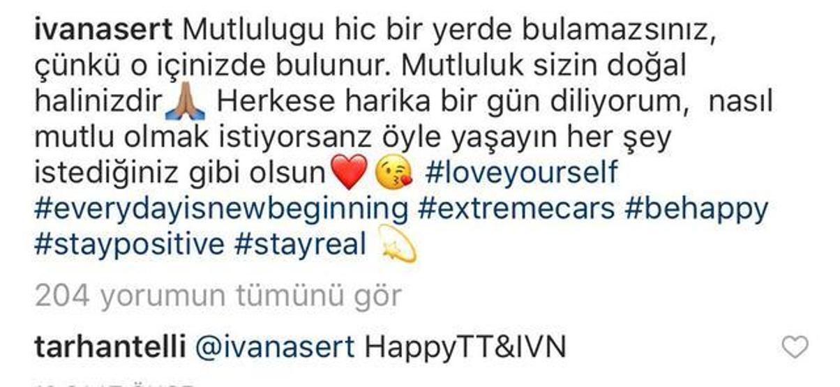 Ivana Sert mutluluğunu takipçileriyle paylaştı