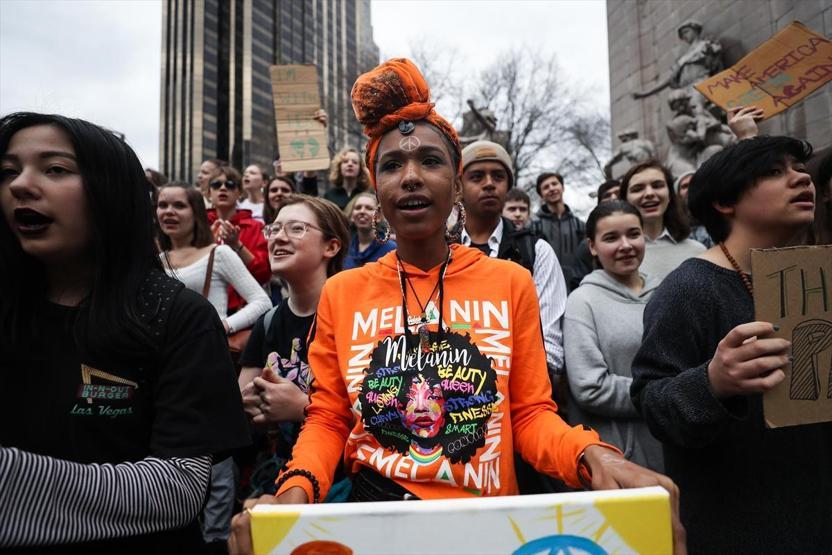 New Yorkta öğrencilerden iklim değişikliği konusunda protesto eylemi