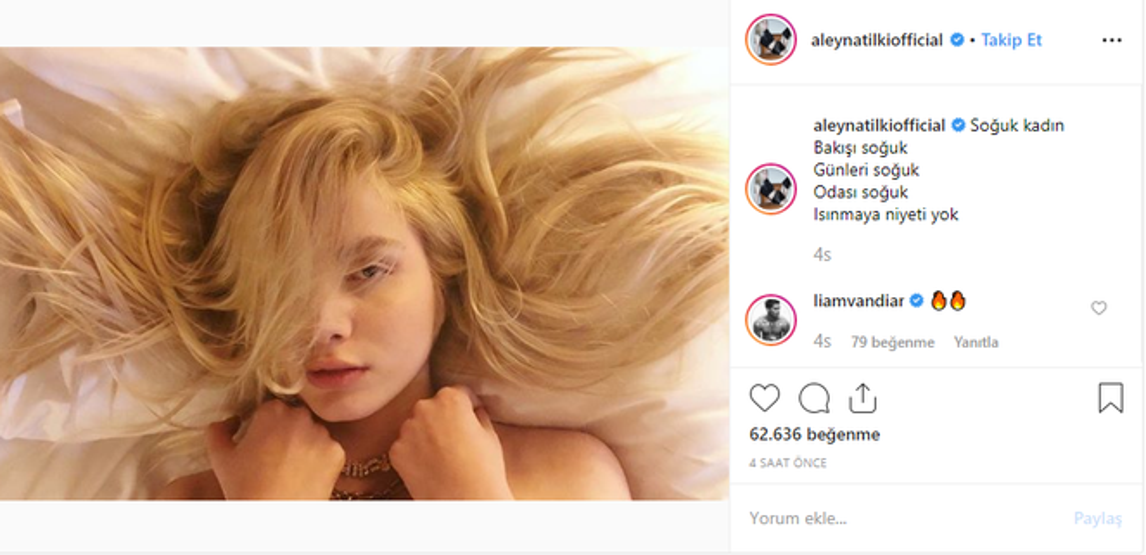 Aleyna Tilkinin paylaşımında dikkat çeken detay