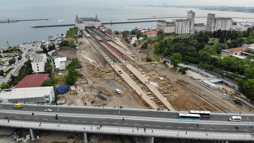 Haydarpaşa’da ortaya çıkan 1700 yıllık tarih havadan görüntülendi