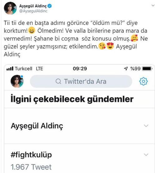 Ayşegül Aldinç Twitterda TT oldu Öldüm mü diye korktum