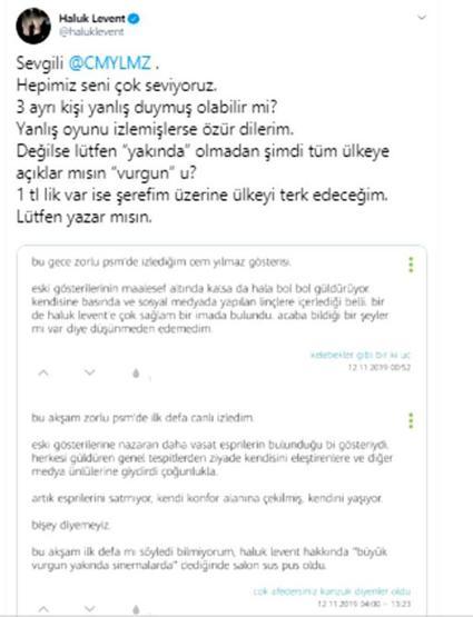 Haluk Leventten Cem Yılmaza vurgun sorusu