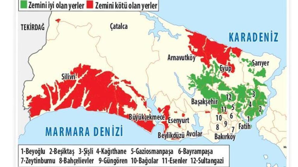 İşte ilçe ilçe İstanbulun deprem risk haritası