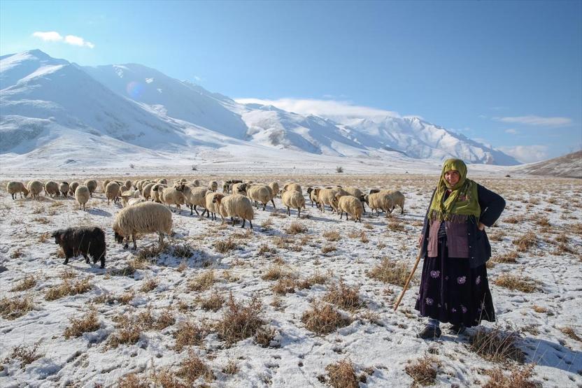 Karlı dağların eteklerinde fedakar bir anne