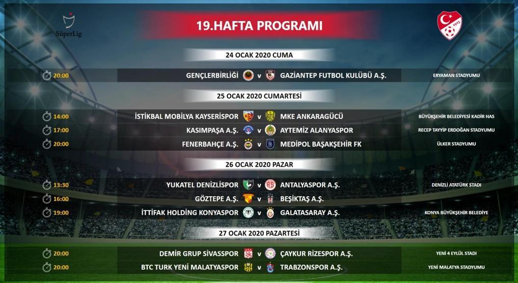 Süper Ligde 3 haftanın programı açıklandı
