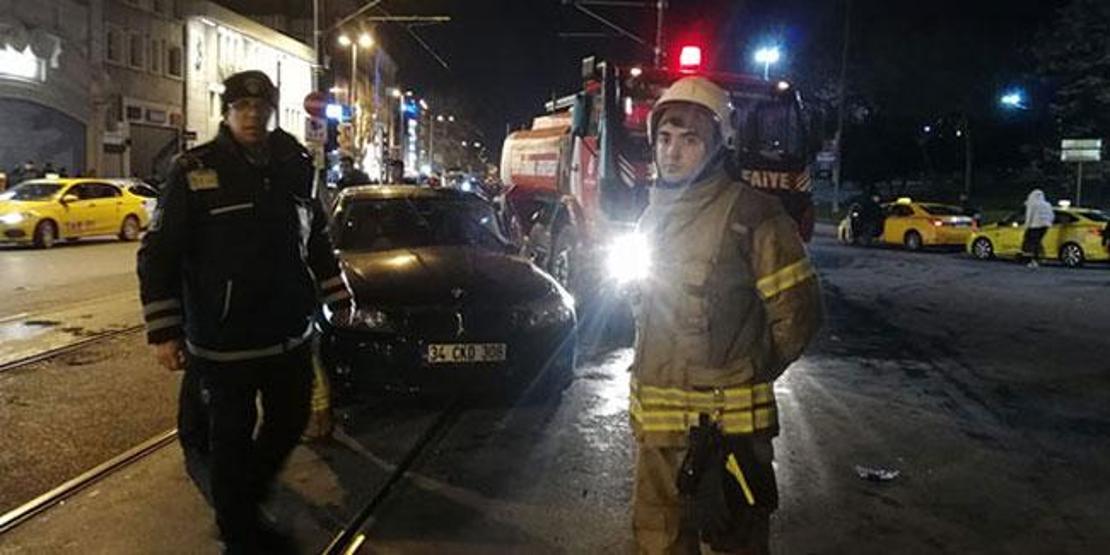 Tramvay yolunda kaza Seferler durdu