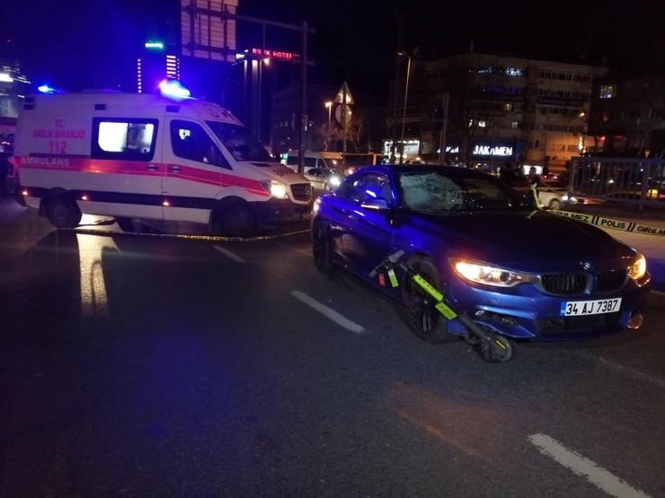 Beşiktaşta kaza Elektrikli scootera araba çarptı
