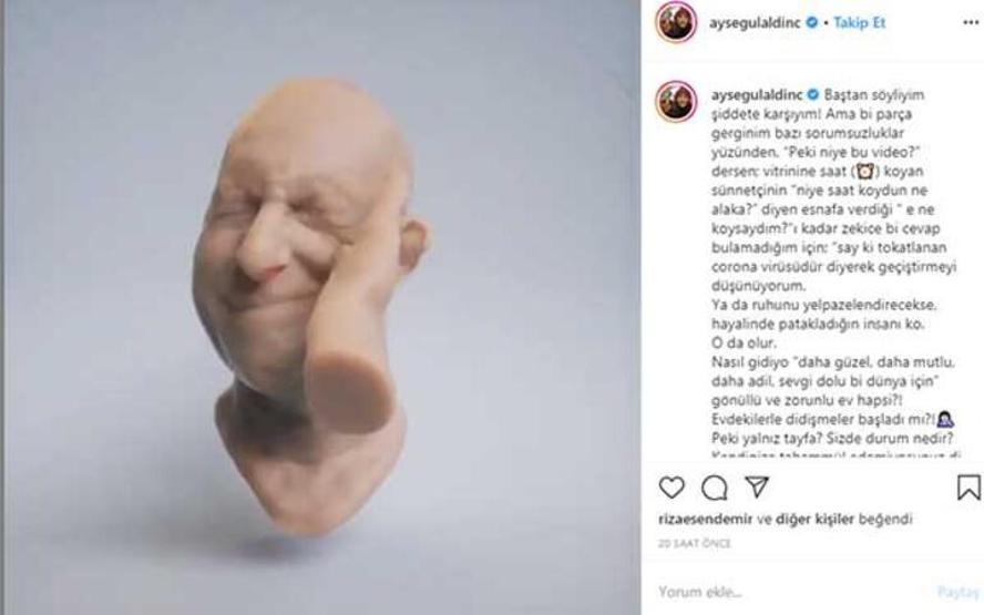 Ayşegül Aldinç şiddete karşıyım deyip...