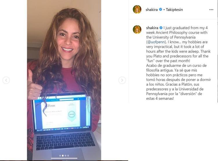 Shakira karantinayı fırsat bilip diploma aldı