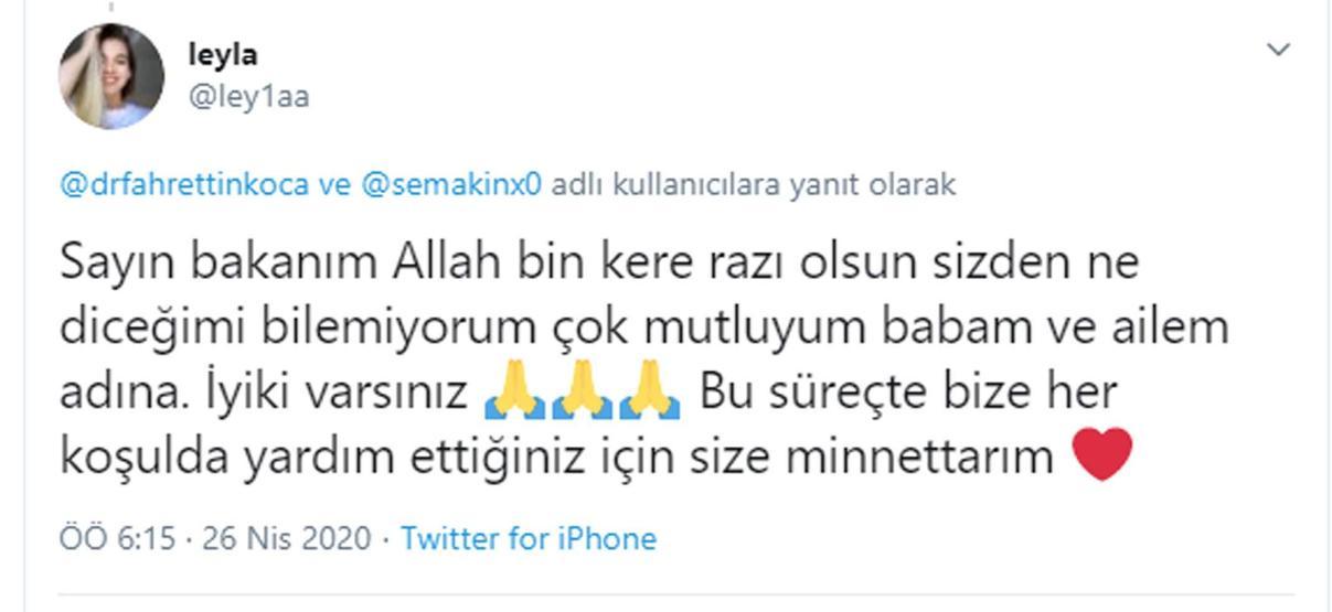 Leylanın koronavirüs teşhisi konulan babası, İsveçten Türkiyeye getiriliyor
