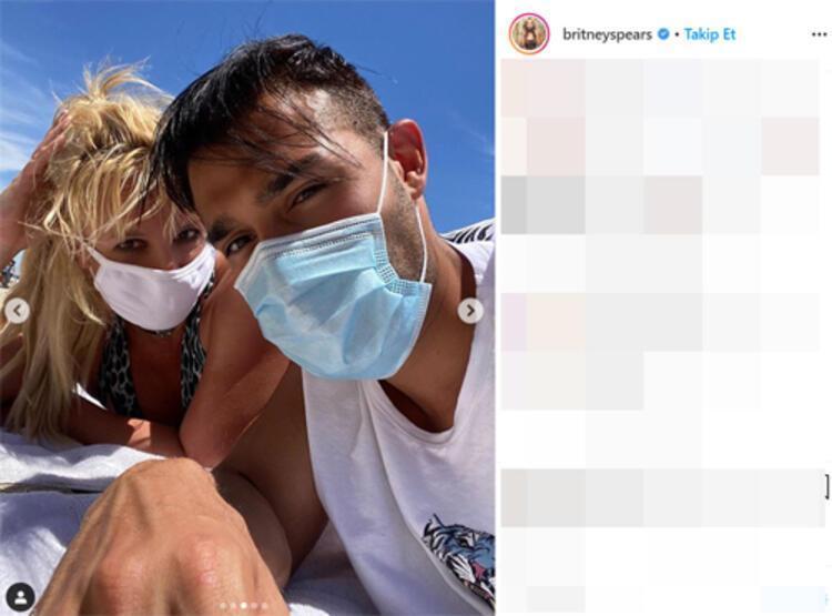 Britney Spears ve sevgilisi plajda maskeyle güneşlendi