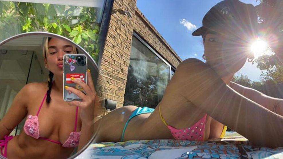 Dua Lipanın el işi bikinisi dikkat çekti