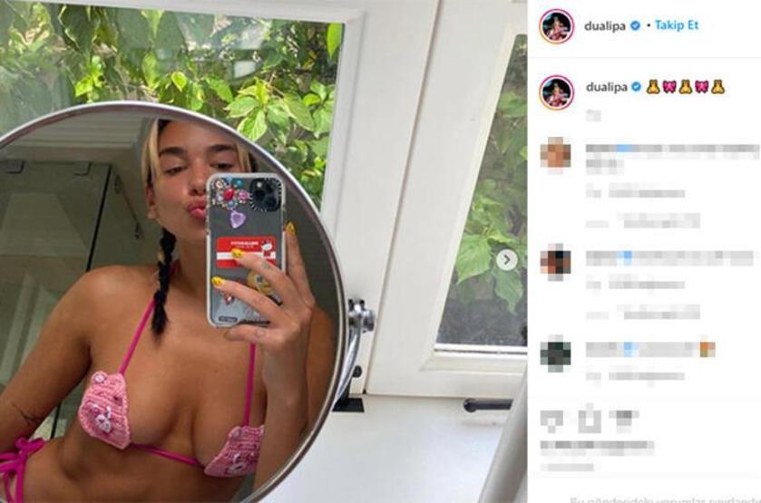 Dua Lipanın el işi bikinisi dikkat çekti