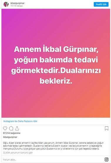 Ünlü sunucu İkbal Gürpınar yoğun bakımda