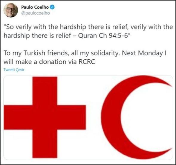 Paulo Coelho’dan İzmir depremine bağış