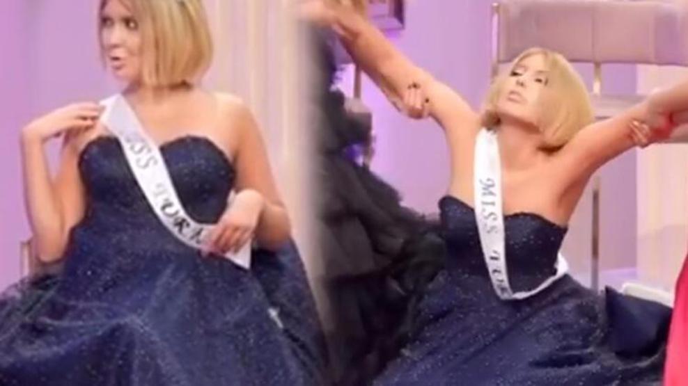 Bahar Candan yarışmacı olduğu programda kendini yere attı