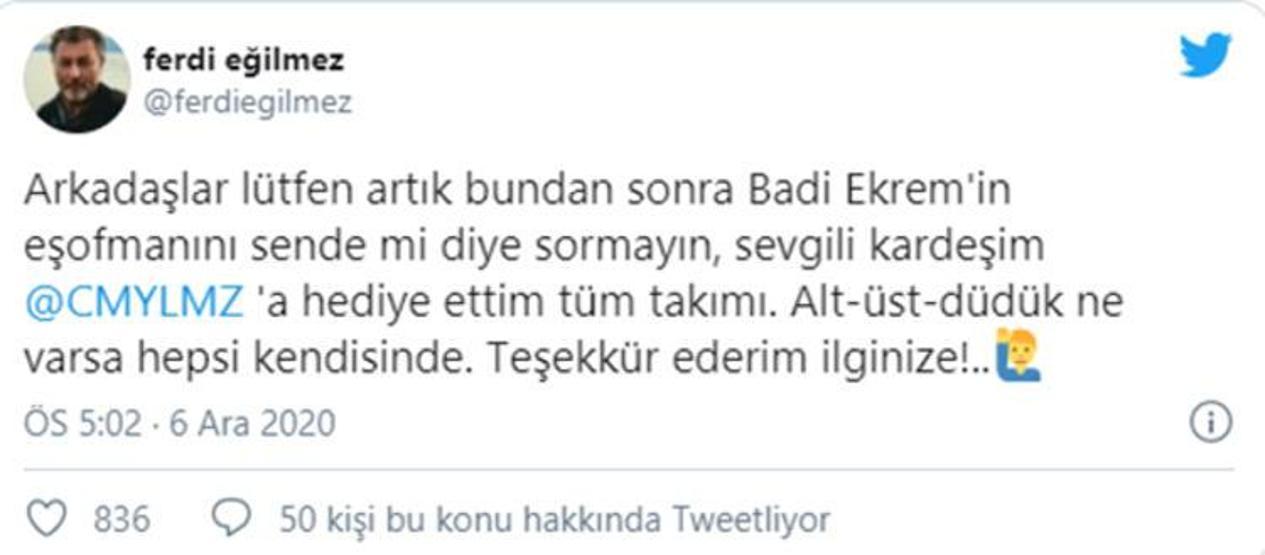 Badi Ekremin eşofmanının kimde olduğu ortaya çıktı