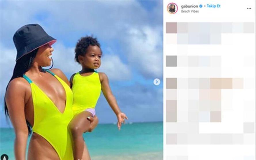 Gabrielle Union ailesiyle tatile çıktı Verdiği pozlar çok konuşuldu