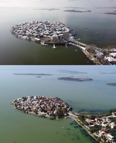 Türkiyenin Venediki Gölyazının yaz ve kış hali aynı karede