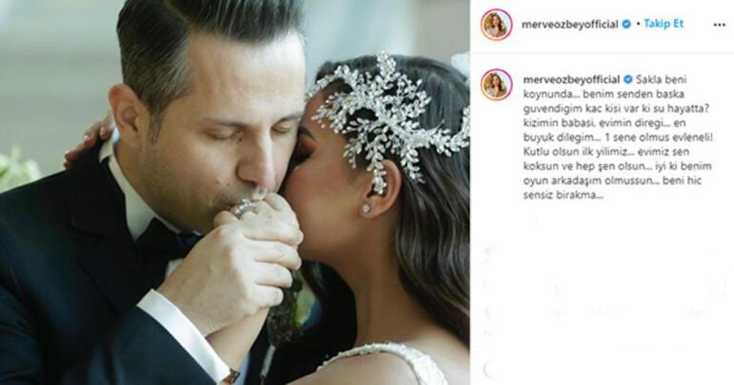 Merve Özbey birinci evlilik yıl dönümlerini kutladı