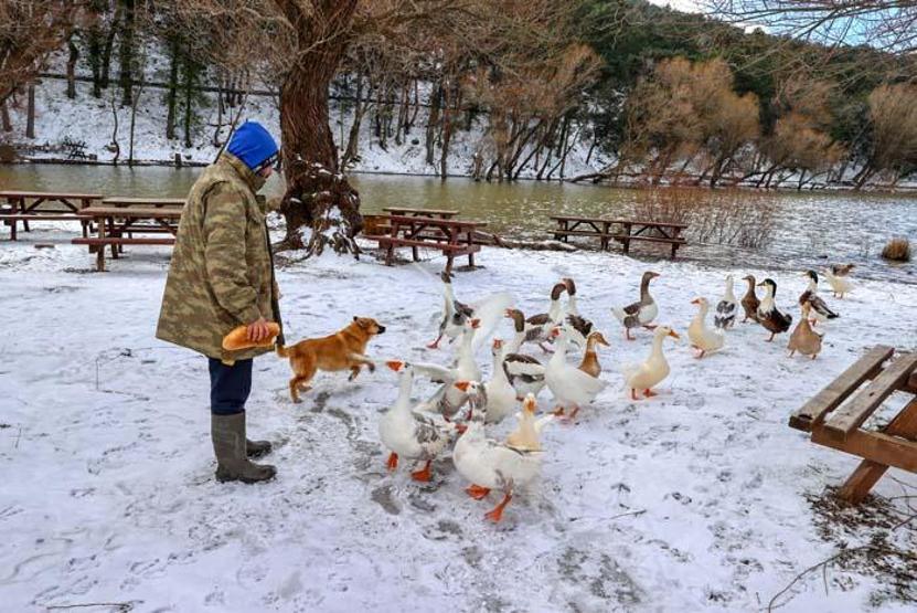 İzmir Karagöl Tabiat Parkından kar manzaraları