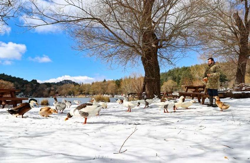 İzmir Karagöl Tabiat Parkından kar manzaraları