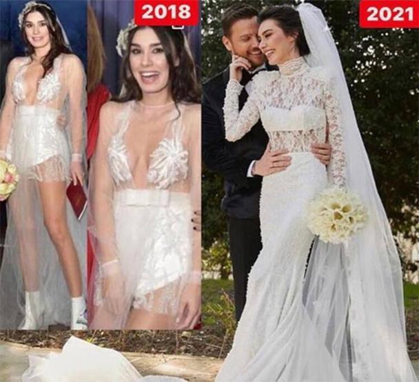 Burcu Kıratlının gelinliği sosyal medyayı salladı