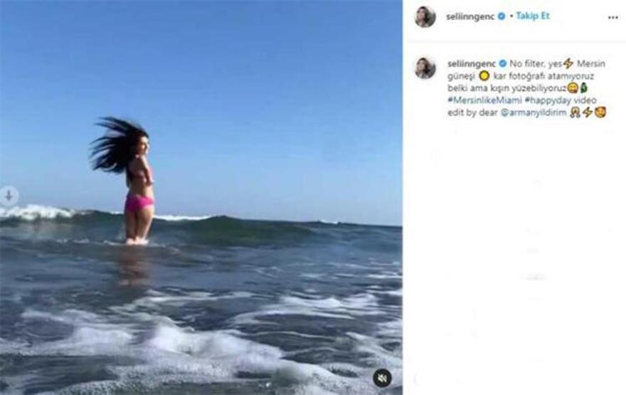 Selin Genç şubat ayında denize girdi O anları sosyal medyadan paylaştı