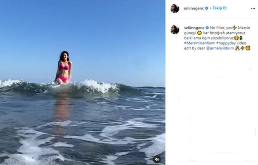 Selin Genç şubat ayında denize girdi O anları sosyal medyadan paylaştı