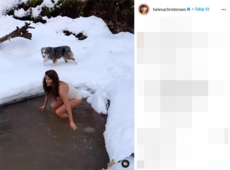 Helena Christensen buz gibi nehre girdi: Yaşadığımı hissediyorum