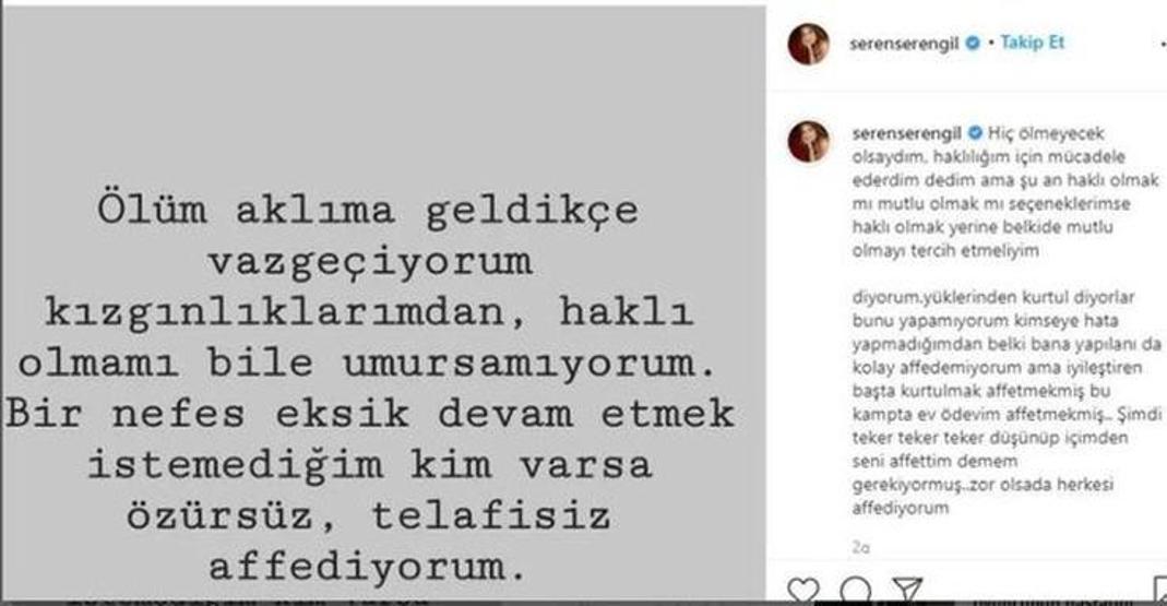 Seren Serengilden hayranlarını tedirgin eden paylaşım