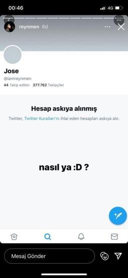 Reynmen’e sosyal medyada büyük şok Twitter hesabı askıya alındı