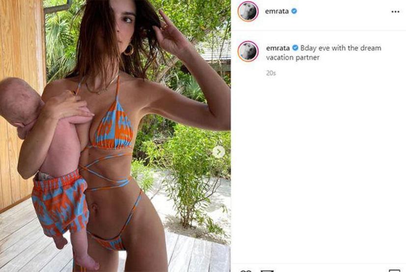 Emily Ratajkowskinin bebeğiyle verdiği pozlar tepki çekti