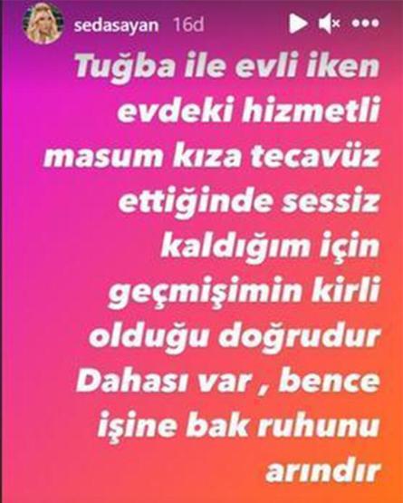 Seda Sayandan tecavüz iddiasıyla ilgili dikkat çeken yeni bir paylaşım yaptı