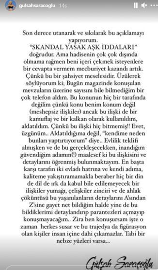 Gülşah Saraçoğlundan Gökhan Göz itirafı: Bir ilişki yaşadım ve aldatıldım
