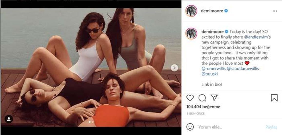 Demi Moore kızlarıyla verdiği pozlarla sosyal medyada gündem oldu