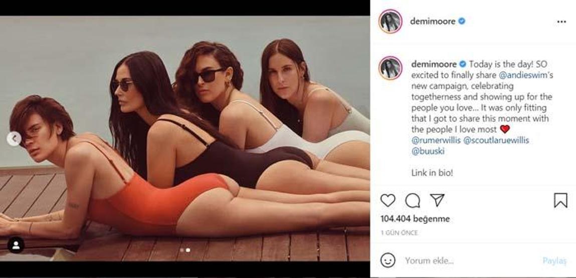 Demi Moore kızlarıyla verdiği pozlarla sosyal medyada gündem oldu