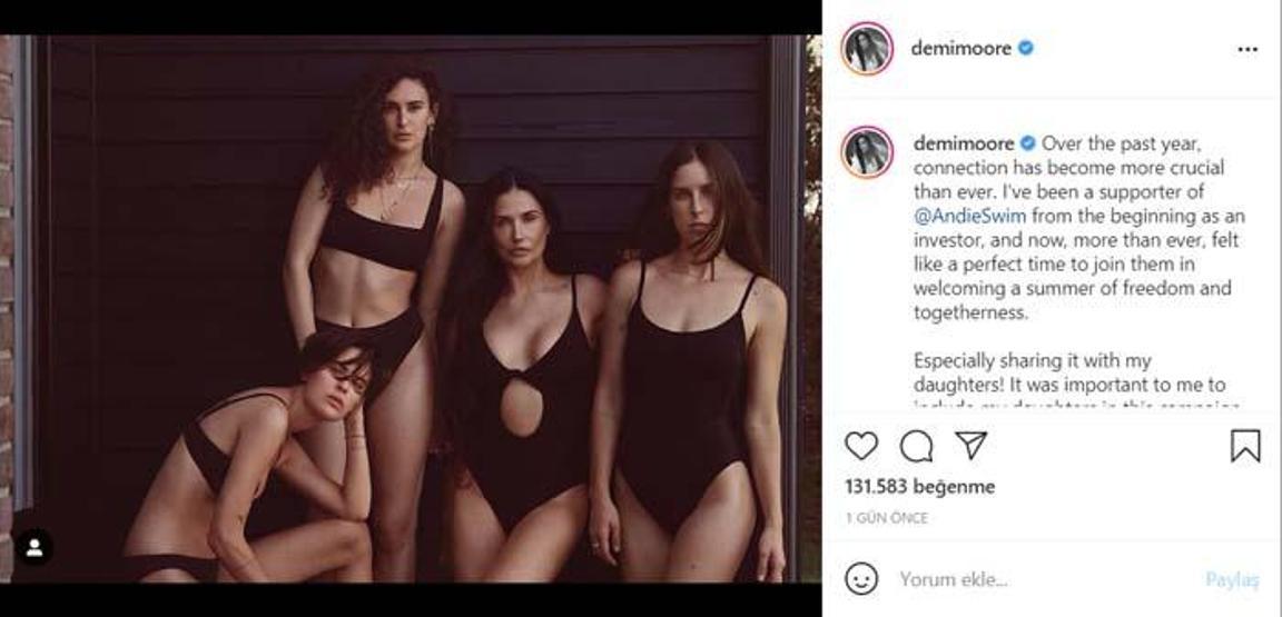 Demi Moore kızlarıyla verdiği pozlarla sosyal medyada gündem oldu