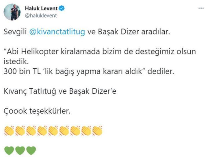 Haluk Levent duyurdu: Kıvanç Tatlıtuğ-Başak Dizer çiftinden destek