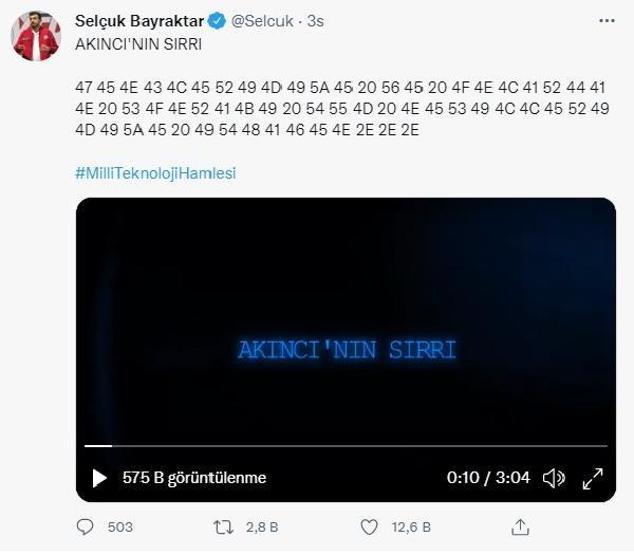 Cumhurbaşkanı Erdoğanın mesajı Bayraktar Akıncı TİHAnın yazılımına eklendi