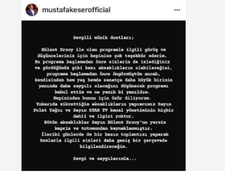 Benzemez Kimse Bize yayından kaldırıldı Mustafa Keser, partneri Bülent Ersoyu suçladı