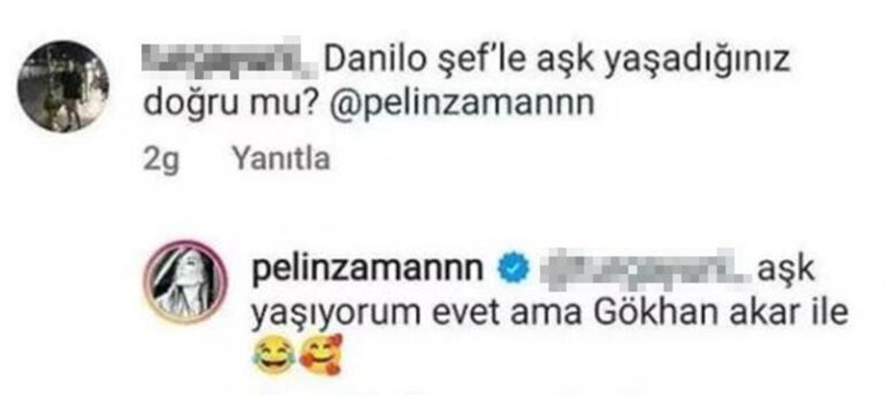 MasterChef Pelin Zamandan Danilo Zanna ile aşk yaşıyor musun sorusuna cevap