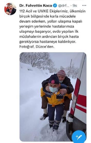 Bakan Kocanın paylaştığı ambulans şoförü: Hastayı annemiz, babamız gibi görüyoruz