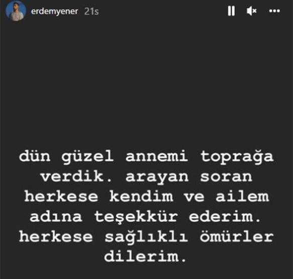 Oyuncu Erdem Yenerin annesi vefat etti