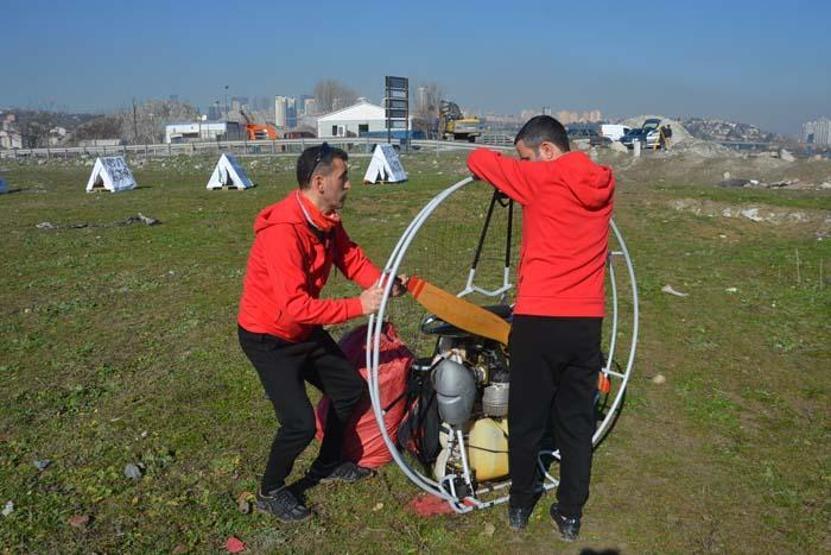 İstanbulda paramotor uçuşunda havada telefon tamiri yaptı