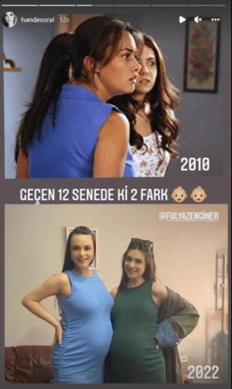 Fulya Zenginer ve Hande Soraldan karnı burnunda poz